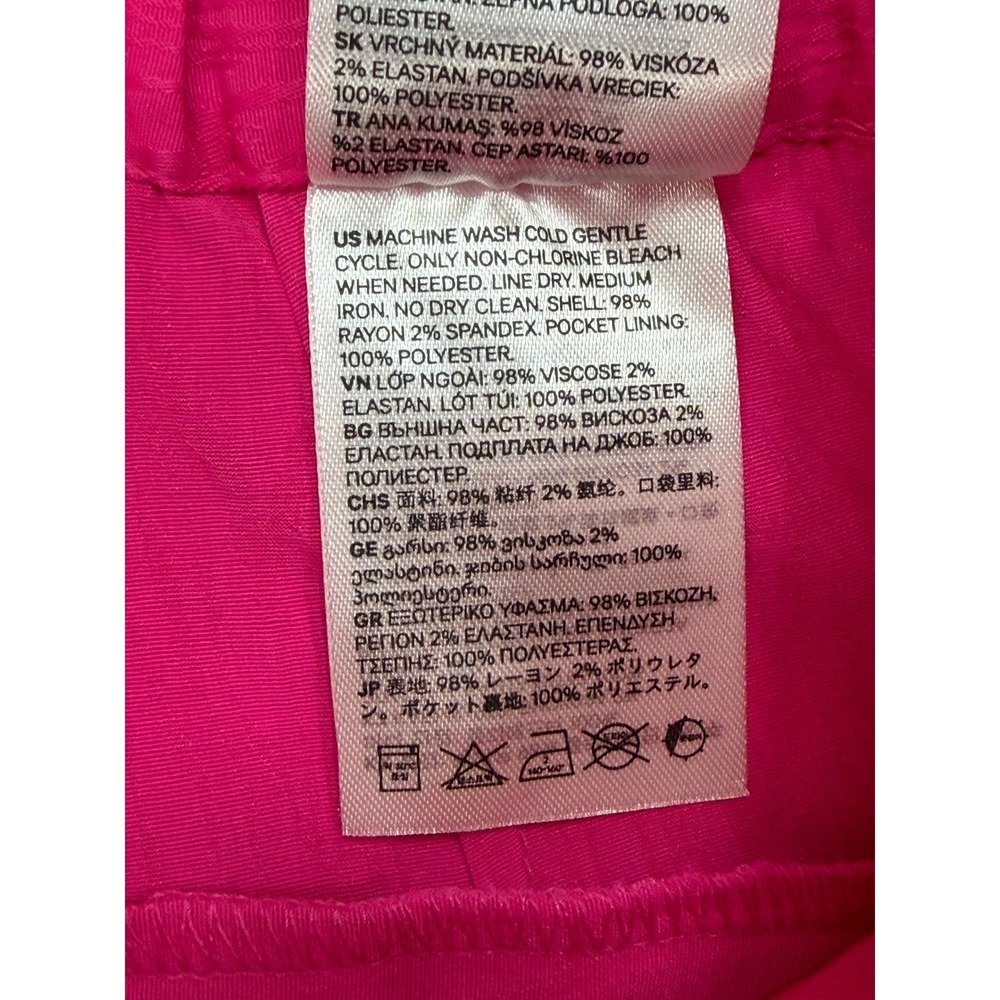 H&M‎ Wide Leg Trousers High Waist Pleated Women's 8 Pink Textured Barbiecore NWT - Picture 6 of 8